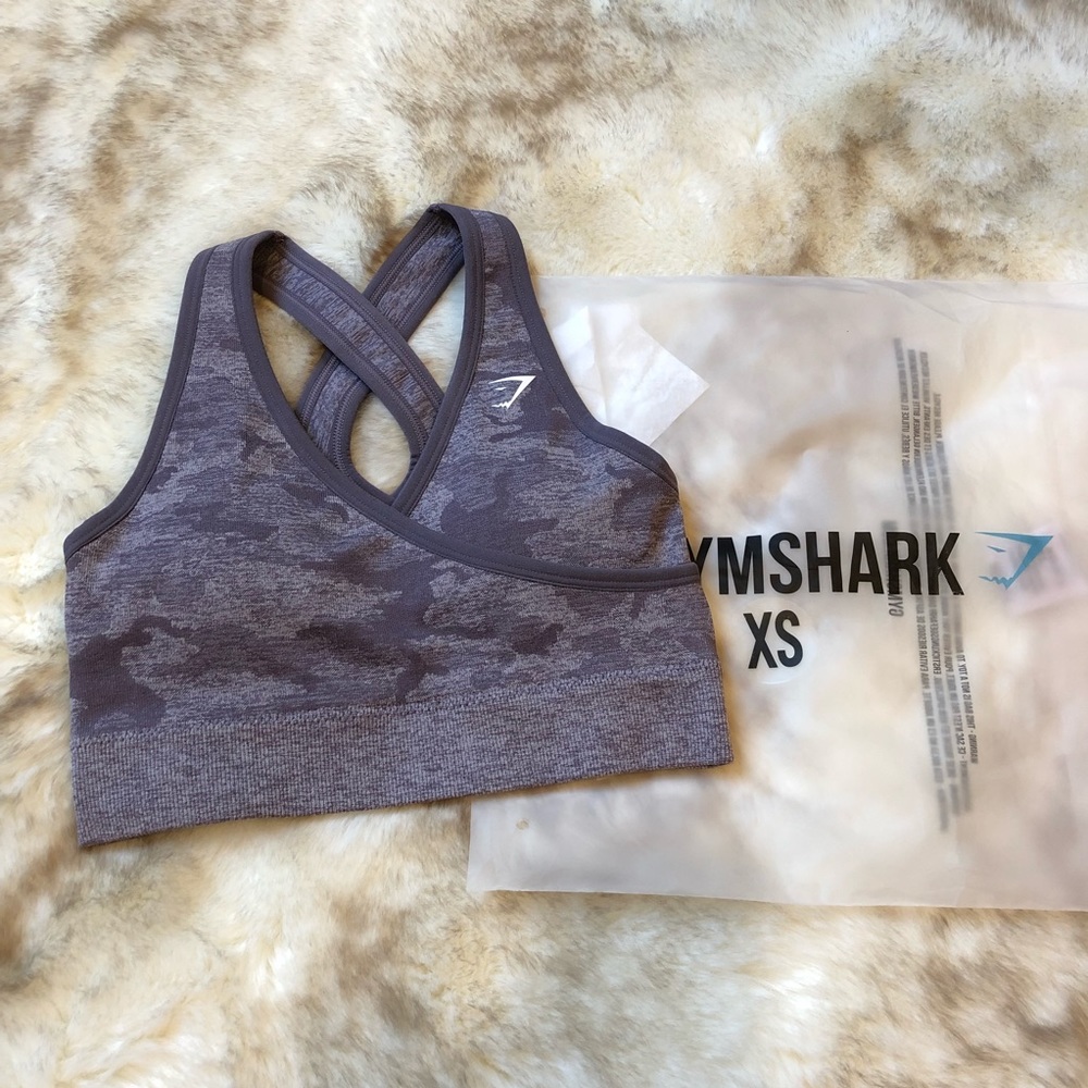 Gymshark CAMO SEAMLESS SPORTS BRA Purple - XS